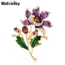 Purple Enamel Flower Brooches Women Wedding Party Casual Brooch Pins Gifts - $8.02