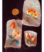Floral Appliques~REAL VINTAGE~DEEP CORALS/ORANGE ON MESH - $5.48 CAD