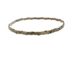 Vtg Signed Sterling Silver Modern Wavy Twisted Braid Slim Bangle Bracele... - $48.51