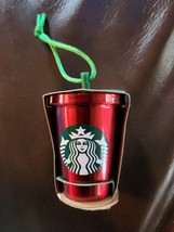 Starbucks 2016 Red Metallic Cold Cup Holiday Christmas Ornament Tin Metal  NEW - £19.53 GBP