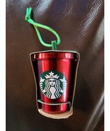 Starbucks 2016 Red Metallic Cold Cup Holiday Christmas Ornament Tin Meta... - $24.65