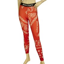 Palm Angels Red &amp; White Floral Paisley logo Leggings trousers pants size XS - $88.11