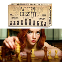 Chess Natural Wooden Folding Board Game Box Set Vintage Checkers Queens Gambit - £21.01 GBP+