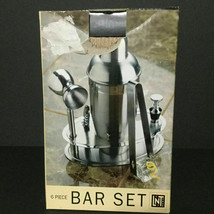 LNT Home Vintage Bar Set Tools Stainless Steel Modern 6 Piece Ice Bucket, Stand - £35.53 GBP