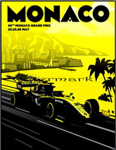Monaco Vintage Grand Prix Auto Racing Print !3 x10 inch Canvas Giclee Print - $29.95