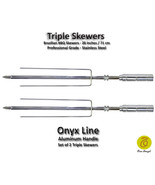 Triple - Set of 2 Brazilian Skewers for BBQ 28&quot; -  Aluminum Handle - $64.00