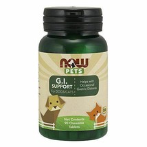 NEW NOW Pets G.I. Support for Dogs/Cats Probiotics 90 Chewable Tablets - £19.67 GBP