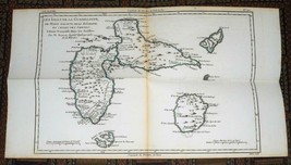 XRARE: 1780 map of Islands of Guadeloupe, West Indies by M. Bonne hand-c... - $21.78