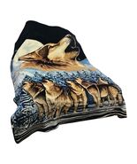 Vintage HAMA Wolf Blanket Made in Korea Super Soft Acrylic Large Throw - $54.00