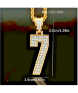 Baseball 14K Gold Plated Iced CZ Number Pendant Chain 24&quot; Drip Necklace #7 - $433.33 MXN