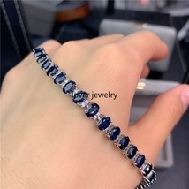New Arrival High Quality Luxury Jewelry 925 Sterling Silver Oval Cut Blue Sapphi - £102.77 GBP