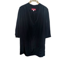 Z/G KARINA GRIMALDI 100%  SILK SHIFT DRESS BLACK V NECK SHORT SLEEVE SIZ... - $264.14 MXN