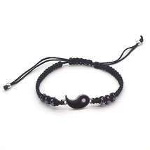 Tai Chi Yin Yang Couple Bracelets Alloy Pendant Adjustable Braid Chain Bracelet  - $16.08