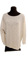 CHICOS 3 Top Shirt XLP Metallic Stripe Easy Tee Sleeve Knit Stretch Ivory Gold  - £14.97 GBP