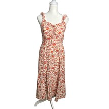 JAPNA Small Floral Midi Dress Ruffle Strap Sundress Cottage Summer Dress - $23.36