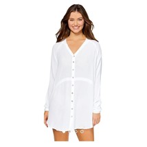 Raisins Juniors Belize Beach Shirtdress Cover Up Size M White Long Sleeve New  - £23.39 GBP