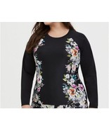 Torrid Active Wireless Unlined Rashguard Long Sleeve Black Floral Sides ... - $42.08