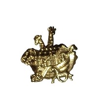 Vintage Noah&#39;s Ark Bible Gold Toned Brooch Pin - £8.03 GBP
