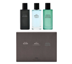 Zara Man Silver &amp; Green Savage &amp; Seoul 3 x 40ml Set 3 X 1.35 oz Perfume New - £40.91 GBP
