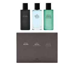 Zara Man Silver &amp; Green Savage &amp; Seoul 3 x 40ml Set 3 X 1.35 oz Perfume New - £38.88 GBP