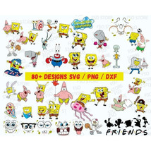 Spongebob 80+ Designs cartoon  SVG bundle Layered - £1.96 GBP