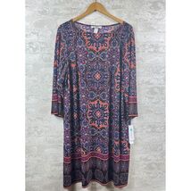 Wisp Woman Geometric Print Shift Bohemian 3/4 Sleeve Casual Comfort 20W New - $727.72 MXN