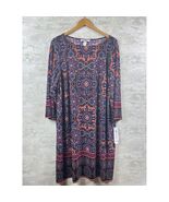 Wisp Woman Geometric Print Shift Bohemian 3/4 Sleeve Casual Comfort 20W New - $39.99