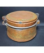 Antique Hand Hammered Copper Pot Tin Lined Brass Handles Lid Rustic Cook... - €101,91 EUR