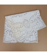 Vintage Embroidery w/ Cutouts Dresser Beige Doily Approx 9.5x15 Inch - £10.33 GBP