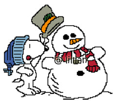 SNOOPY with SNOWMAN Cross Stitch Pattern - £2.31 GBP
