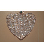 spun glass hearts, set of 6 glass hearts, vintage victorian heart ornament - $12.50
