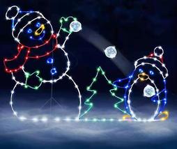 Animated Christmas Lights Glowing Snowman Decor For Outdoor Garden Yard - £21.19 GBP