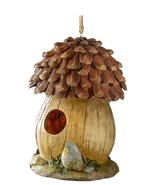 Acorn Bird House 9.5&quot; High Hanging Rope Bird Accent Resin Garden Decor - $40.34 CAD