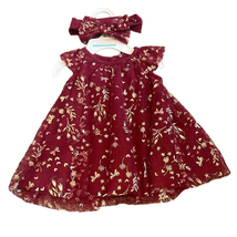 Baby Starters Baby Girl 3M Maroon Gold Tulle 2 Piece Set NEW Holiday Party - £7.52 GBP