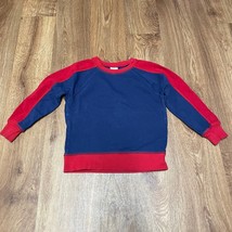 Hanna Andersson Boys Navy Blue Red Pullover Sweatshirt Size 4 XS Cotton - £14.47 GBP