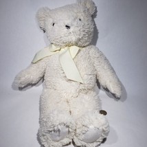 Pottery Barn Kids PBK White Bear 20&quot; Plush Super Soft Fur Stuffed Ribbon... - $35.95