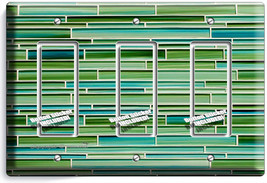 Green Mosaic Glass Tiles Design Triple Gfi Light Switch Wall Plate Kitchen Decor - £13.06 GBP