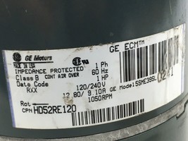 Ge Blower Motor 5SME39SL0241 1HP 120/240V 1050RPM CP03 HD52RE120 Used #MB983 - £172.14 GBP