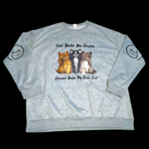 Cats Make Me Happy Humans Make My Head Hurt Funny Cat Lovers Plus 2X Swe... - $21.99