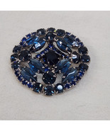 VTG Juliana Or Weiss Round Blue Open Back Rhinestones Brooch/pin, 60s-70s - $24.18