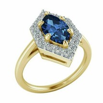 1.45 Kt Marquise Saphir Halo Diamant Verlobungsring 10K Gelbgold plattiert - £100.76 GBP