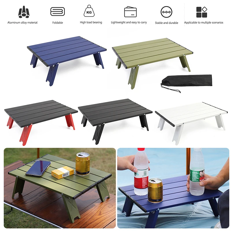 Mini Portable Camping Table Aluminum Alloy Foldable Desk Picnic Barbecue Table - £12.27 GBP+