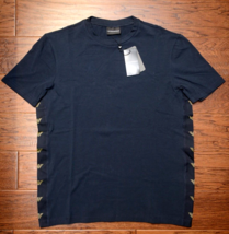 Emporio Armani Mens $145 Signature Stripe Crew Neck DK Blue Stretch Cott... - $1,297.21 MXN