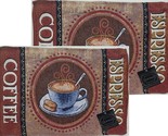 Set of 2 Same Tapestry Kitchen Placemats (13&quot;x19&quot;) HOT ESPRESSO COFFEE C... - $12.86