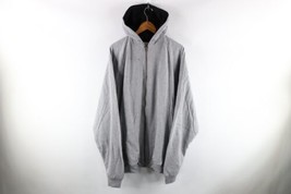 NOS Vintage Streetwear Mens 4XL Blank Thermal Lined Full Zip Hoodie Heather Gray - £78.26 GBP