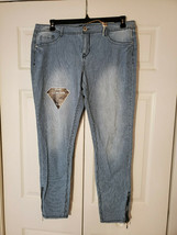REWASH Women&#39;s Size 15 Cotton Blue &amp; White Striped Legging Jeans (NEW) - $19.75