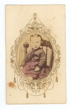 Antique Cartouche Hand Tinted ID&#39;d CDV c1860s Adorable Baby Sitting in Chair - £18.13 GBP