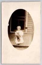 RPPC Cute Little Child And Antique Teddy Bear Steiff On Porch c1907 Postcard A49 - £15.94 GBP