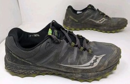 Men’s Saucony Peregrine 7 Size 14 Gray Black Green Trail Running Shoes S... - £30.95 GBP