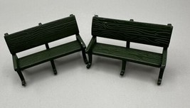 Green Benches Wrought Iron Set of 2 Snow Village Dept. 56 Used 3 x 2.5&quot; #99709 - £11.80 GBP